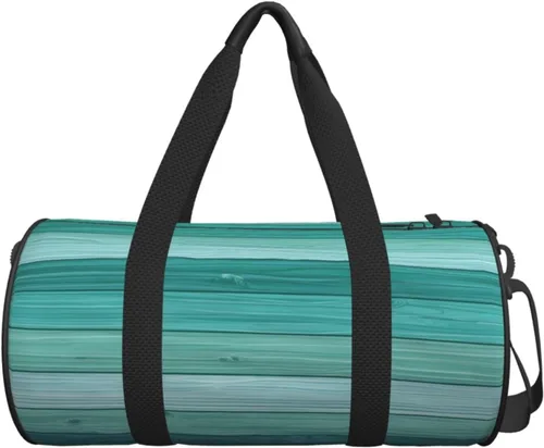 Vista 6 de Large Duffle Bag for Travel - Retro Cyan Wood Grain B Print Gym Bag for Women Men, Travel Foldable Bags for Women Men with Zippered Multiple Pockets