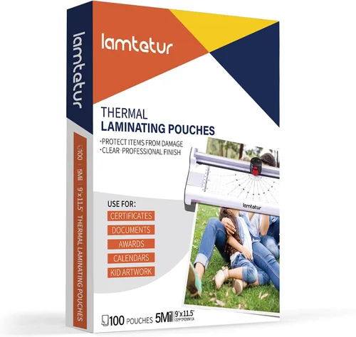 Vista 12 de Lamtetur Bolsas de laminación térmica de 9 x 11.5 pulgadas, capacidad para hojas de 8.5 x 11 pulgadas, paquete de 200 películas laminadas de 3 mil