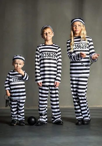 Vista 6 de Disfraz de prisionero para niña, uniforme de prisión para niños