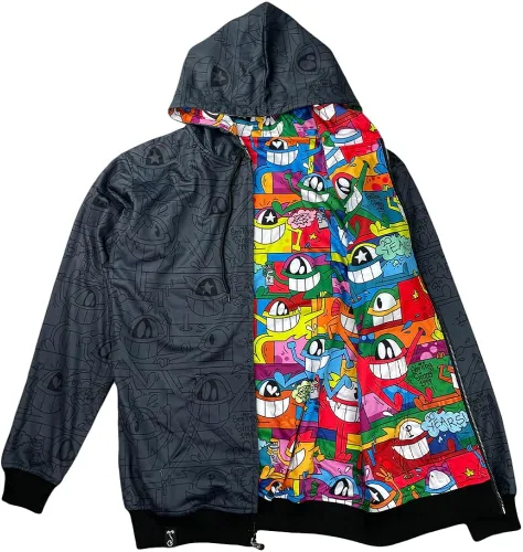 Vista 6 de Grassroots California Sudadera con capucha reversible con cremallera El Pez