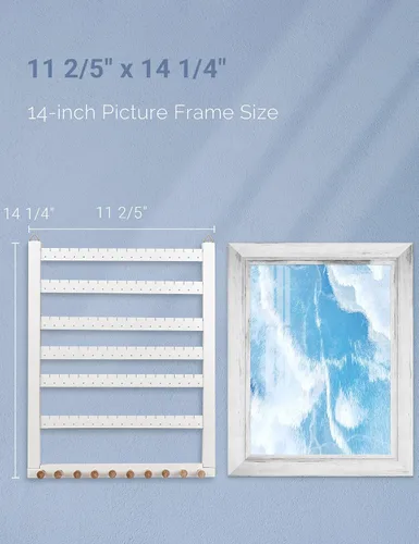 Vista 4 de Mymazn Fácil de montar de madera de haya maciza pendiente colgante collar soporte colgante montaje en pared organizador de joyas anillos Scruncies