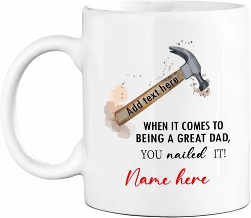 Vista 11 de Marco de fotos personalizado para niños, taza de café de regalo para papá y papá, taza de café blanca con texto en inglés "Dad We Love You", taza