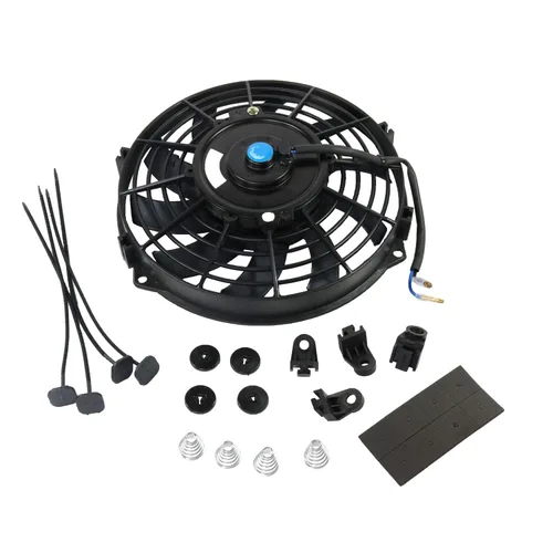 Vista 9 de JDMSPEED Nuevo ventilador universal delgado de 12V para radiador eléctrico, empuje/tirar, 7" de pulgada, kit de montaje negro, 10 aspas