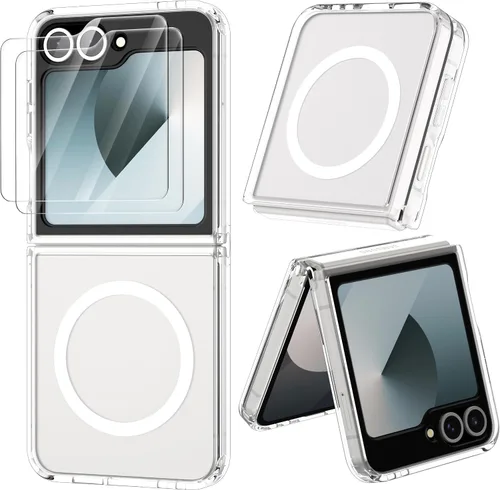 Vista 29 de ORETECH Magnético para Samsung Galaxy Z Flip 6 con 2 protectores de Negro