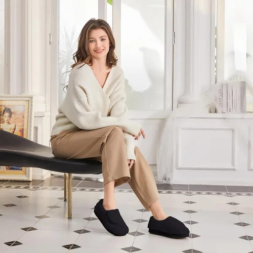 Vista 6 de Git-up - Pantuflas de mujer, para diabéticos, artritis, edema, espuma viscoelástica, puntera cerrada, zapatos para la futura mamá.