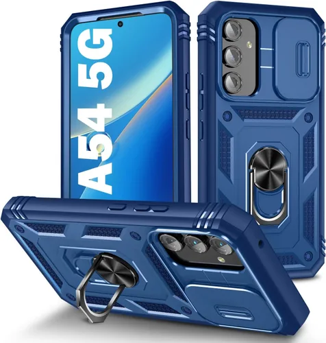 Vista 104 de PASNEW Funda militar para iPhone 13 Pro Max, cubierta de cámara deslizante y soporte de anillo de metal de 360°, carcasa rígida multicapa resistente
