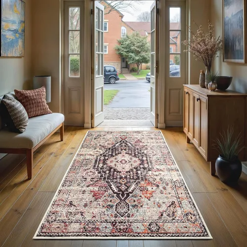 Vista 98 de GLN Rugs Bohemian - Troy - Alfombra de felpilla lavable a máquina, bohemio, lavable, antideslizante, alfombra de área de felpilla de pelo bajo