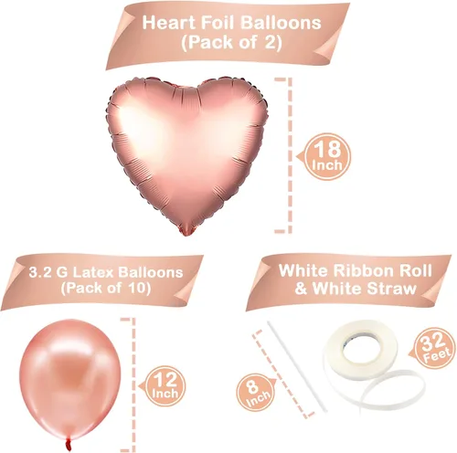 Vista 4 de Katchon - Set decorativo de globos de papel de aluminio, diseño "love", corazón, rosado