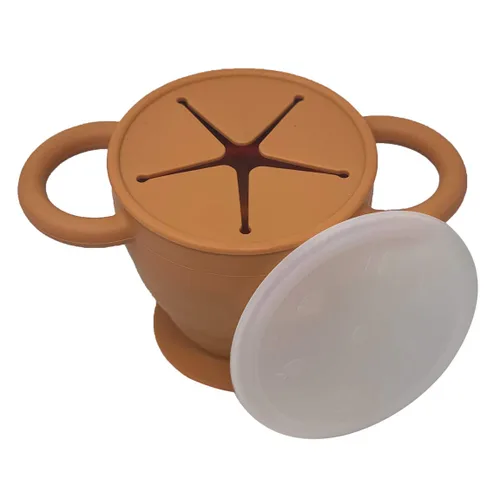 Vista 8 de BraveJustice KidsCo. Snack Attack II Snack Cup Recipiente plegable de silicona para refrigerios Tapa para atrapar aperitivos para niños pequeños