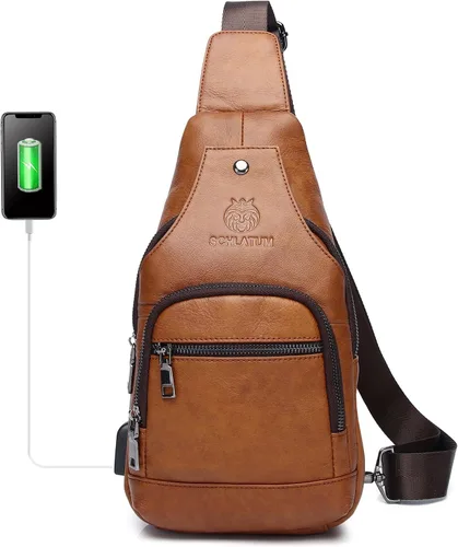 Vista 144 de LUKZIJAES Bolso bandolera de cuero genuino para hombre