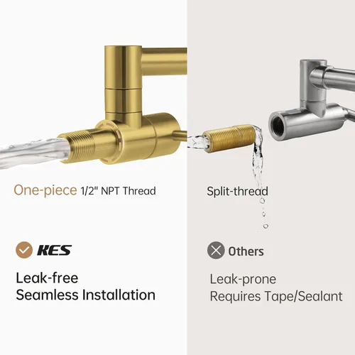 Vista 5 de KES Llenador de Ollas Dorado para Cocina Grifo Plegable de Latón con Doble Articulación Brazo Giratorio Grifo de Fregadero Articulado de Montaje
