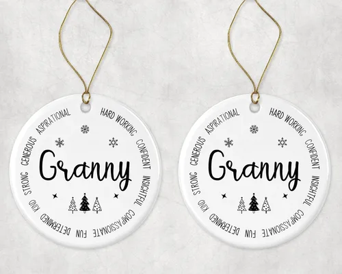 Vista 3 de Adorno descriptivo de la abuela, adorno de la mejor abuela del mundo, regalo de recuerdo de Navidad de hija o hijo, nuevo adorno de abuela, primero