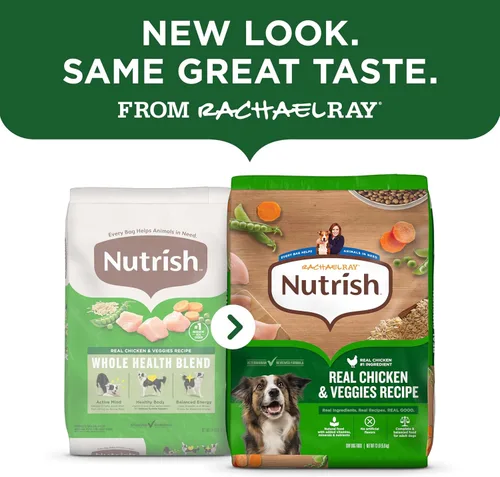 Vista 2 de Nutrish Rachael Ray - Comida seca para perros adultos, receta de pollo y verduras reales, bolsa de 5 libras