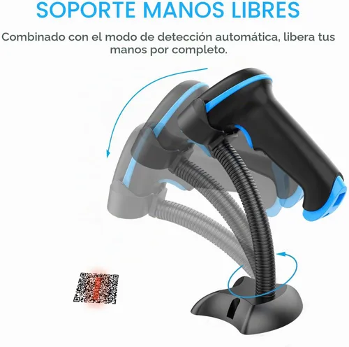 Vista 6 de NADAMOO Escáner de código QR Escáner de código de barras inalámbrico 2D con soporte Soporta escaneo de pantalla CMOS de mano Lector de código