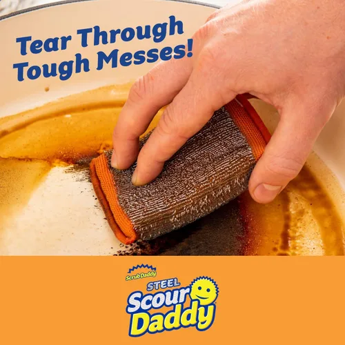 Vista 2 de Esponjas de limpieza grandes de acero de Scrub Daddy - Esponja de acero inoxidable XL de Scrub Daddy para fregar platos - Almohadillas de limpieza