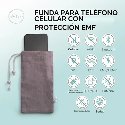 Vista 3 de Halsa Funda protectora EMF Shield para teléfono celular - Funda anti-EMP con bloqueo de señal - Estuche de protección para smartphone contra Gris