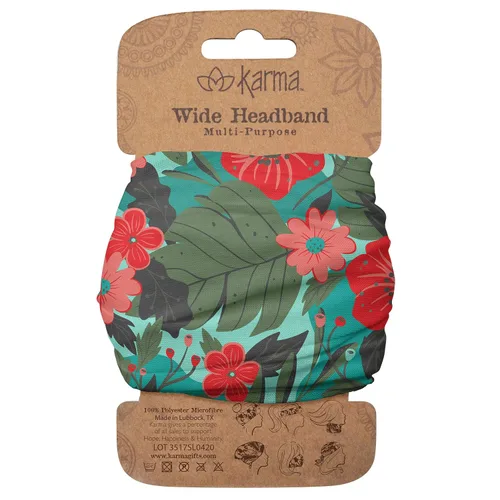 Vista 18 de Karma Diadema floral dividida verde azulado/albaricoque para mujer, ancha, diadema de tela y bufanda elástica para el cabello, verde Albaricoque