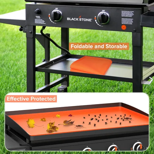 Vista 3 de Alfombrilla de 36 pulgadas para Blackstone, cubierta de plancha de silicona 100% de grado alimenticio con 2 esponjas para lavavajillas