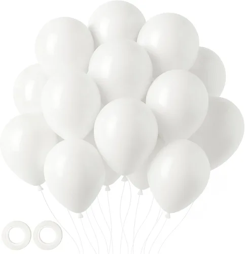 Vista 13 de Voircoloria Paquete de 90 globos de arena blanca de diferentes tamaños de 18/12/10/5 pulgadas, kit de arco de guirnalda de globos blancos arena