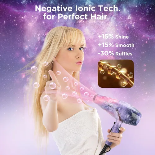 Vista 4 de 3 en 1 1875W secador de pelo alisador rizador, juego de peinado PARWIN PRO BEAUTY para el cabello, regalo de San Valentín, secador de pelo iónico
