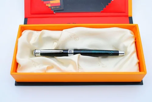 Vista 5 de Picasso 903 Pluma estilográfica Sweden Flower King en caja original, Verde (Green Marble)