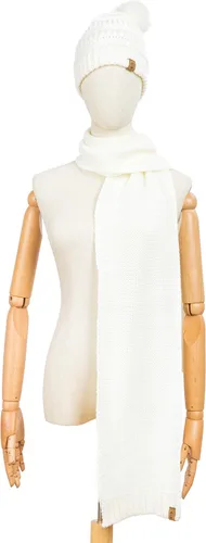 Vista 5 de Free Country Bufanda y gorro de punto a juego conjunto térmico de invierno con pompones holgados para mujer