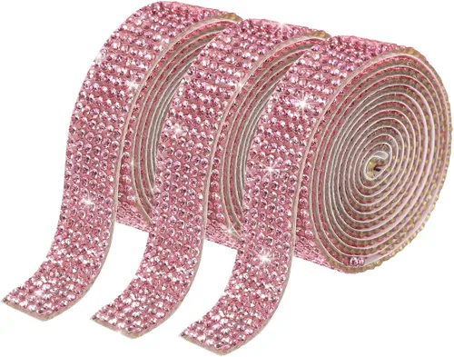 Vista 73 de MECCANIXITY 3 rollos de cinta de diamantes de imitación autoadhesiva de 3 yardas y 0.315 in para proyectos de artes y manualidades, pasteles de Beige
