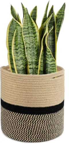 Vista 10 de TIMEYARD – Cesta para plantas de cuerda de yute resistente, tejida con diseño moderno para maceteros de interior de hasta 7.5 pulgadas, cesta