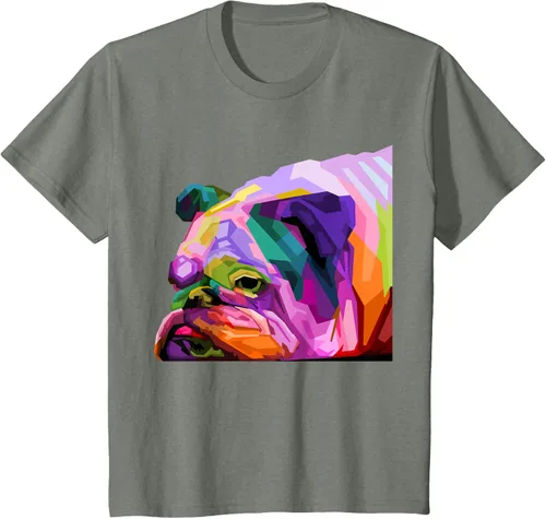 Vista 116 de Camiseta de retrato pop artístico de bulldog británico inglés para dueños de perros, Negro, S