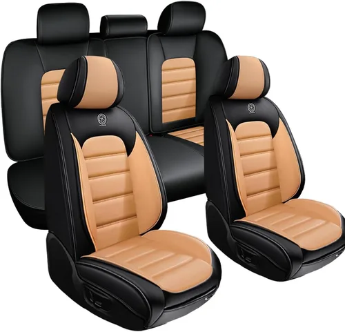 Vista 17 de Fundas de asiento para GMC Canyon 2004-2024, 2 fundas de asiento de automóvil de cuero, fundas protectoras de asiento impermeables, fundas