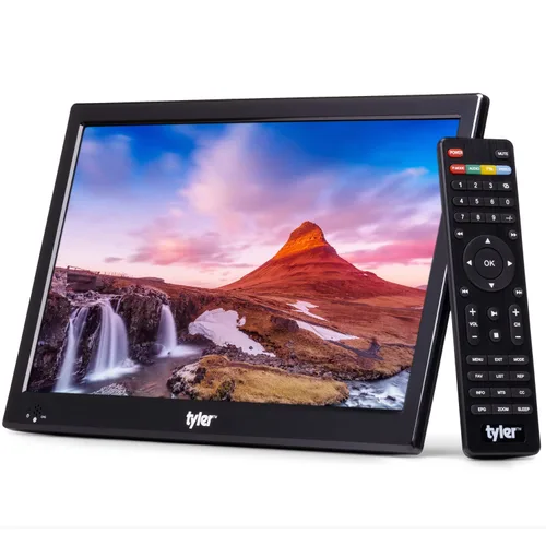 Vista 9 de Tyler 13" Monitor LCD de TV portátil con batería, capacidad inalámbrica, HD-TV, HDMI, ranura para tarjeta SD, USB, RCA, AC/DC, radio FM, cargador