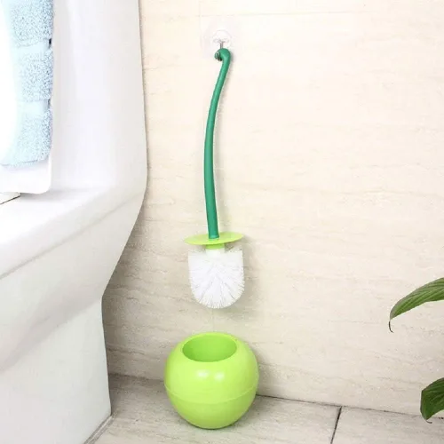 Vista 4 de Tvoip Escobilla de inodoro y soporte de cereza, juego de cepillo de inodoro de cereza, bonito cepillo de inodoro, cepillo limpiador de inodoro Verde