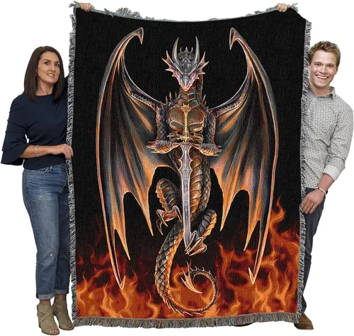 Vista 16 de Pure Country Weavers Anne Stokes - Manta de belleza de dragón de la colección Age of Dragons – Manta de fantasía para regalo tejida de algodón