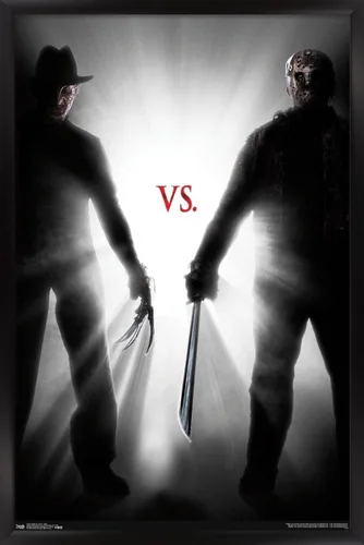 Vista 8 de Trends International Freddy vs. Jason - Póster de pared ligero, 14.725 x 22.375 pulgadas, versión enmarcada de madera de granero Versión enmarcada