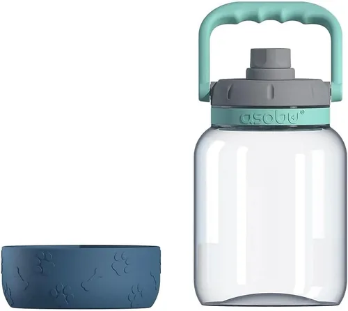 Vista 4 de Asobu Buddy Bottle - Botella de agua aislada de acero inoxidable para con cuenco de agua extraíble para perro y cuenco de almacenamiento de comida