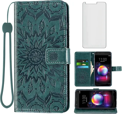 Vista 11 de Funda de teléfono para LG K30 2018 5.3/Premier Pro LTE/Phoenix Plus/Harmony 2/K10/Xpression cartera con protector de pantalla de vidrio templado Oro