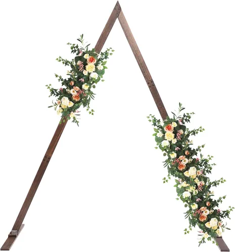 Vista 9 de Arcos de boda de madera para ceremonia, soporte de telón de fondo de arco de boda de 7.2 pies, soporte de arco de globo para ceremonia de boda