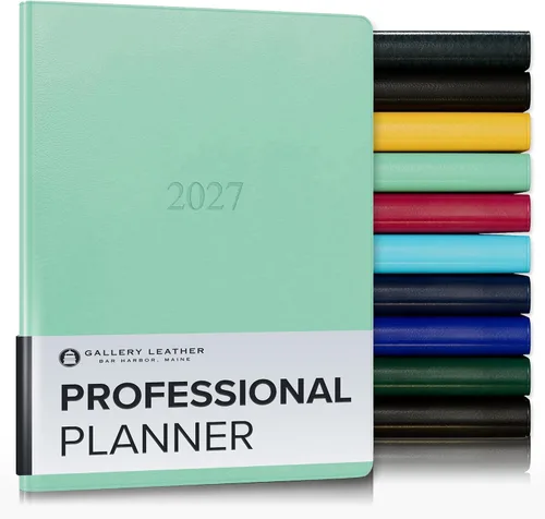 Vista 13 de Gallery Leather Professional Weekly Monthly Planner 2027, Elegantly Bound Calendar Planner and Notebook with Stylish Gold-Gilded Page Edges, 12