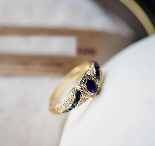 Vista 3 de Alianzas de compromiso de boda para mujer, anillo de aleación para hombre, regalo de cumpleaños de Navidad