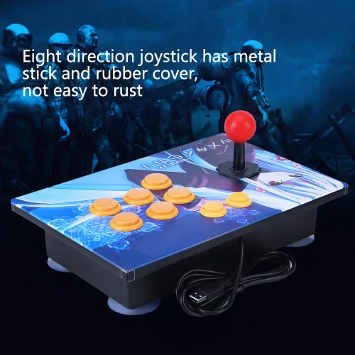 Vista 4 de Tnfeeon Controlador de juegos de PC, joystick de arcade, joystick de juego de arcade, controlador de juego USB, superficie oblicua para computadora
