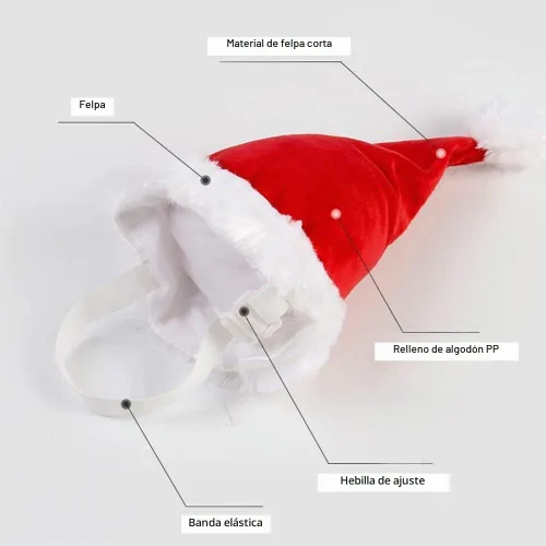 Vista 4 de Juego de gorro y bufanda de Navidad para perros pequeños, cachorros, gatos, 2 piezas de sombrero de Santa ajustable y bufanda de punto, disfraz