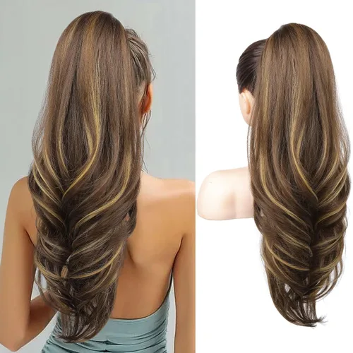 Vista 10 de SEIKEA Extensión versátil de cola de caballo con cordón, 18 pulgadas de largo, ondulado, con clip de varias capas, extensiones de cabello de cola