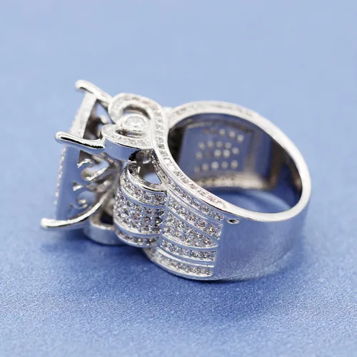 Vista 8 de Uloveido Anillo cuadrado de 0.4 pulgadas de ancho para mujer, anillo de compromiso de arquitectura de corazón, anillo de cóctel para niñas RA0221