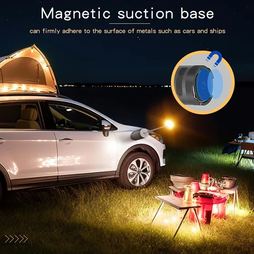 Vista 3 de Luces de Camping Recargables, Linterna de Camping Desmontable con Soporte, Lámpara de Campamento Telescópica Impermeable, Luz de Trabajo Magnética