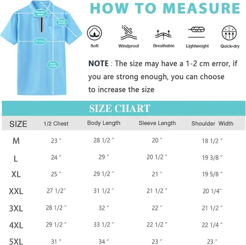 Vista 4 de MOHEEN Men's Zipper Polo Shirt Quick Dry Performance Short Sleeve Athletic Casual Collared Golf Shirts for Men with Pocket