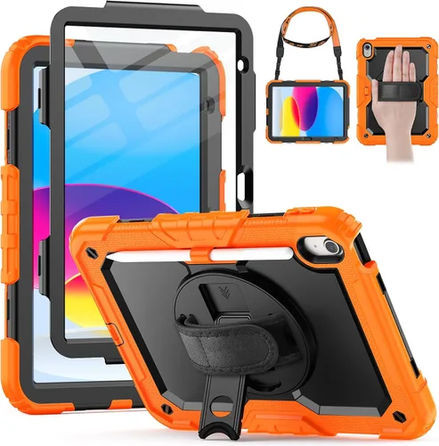 Vista 14 de HXCASEAC - Funda para iPad A16 de 11ª/10ª generación, protección resistente, con protector de pantalla, soporte para lápiz, soporte giratorio