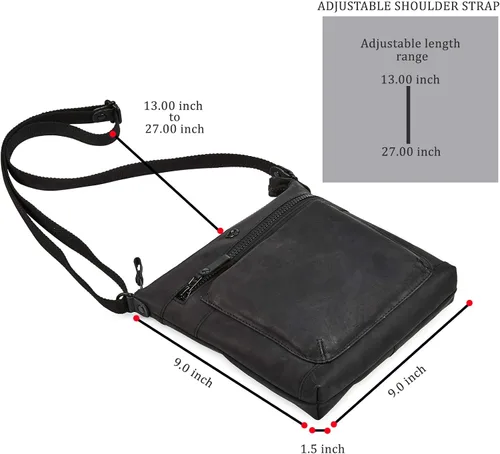 Vista 2 de Cochoa Bolso cruzado pequeño de cuero real con triple cremallera para mujer, bolso cruzado vintage de primera calidad (juego de 2), Combo de bolso