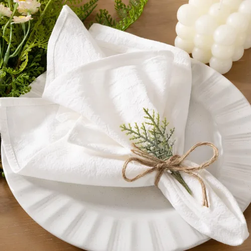 Vista 8 de Servilletas de tela de otoño, lavables, reutilizables, de lino, boda, fiesta, hogar, decoración de mesa Beige Set of 4 Bulk Cotton Napkins 17"x17