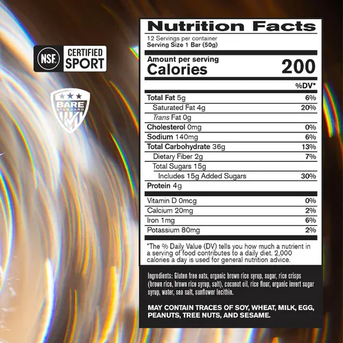 Vista 2 de BARE PERFORMANCE NUTRITION Go Bar, barra de avena para entrenamiento de resistencia con 36g de carbohidratos y 200 calorías por porción, 12 barras