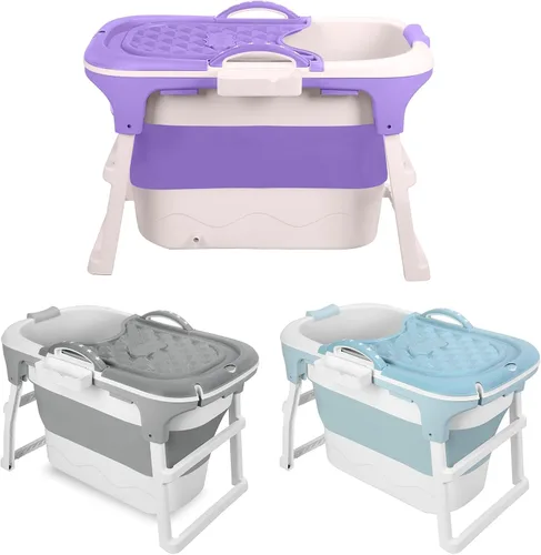 Vista 6 de Foldable Portable Soaking Tub, Collapsible Bathtub with Thermal Cover Gray